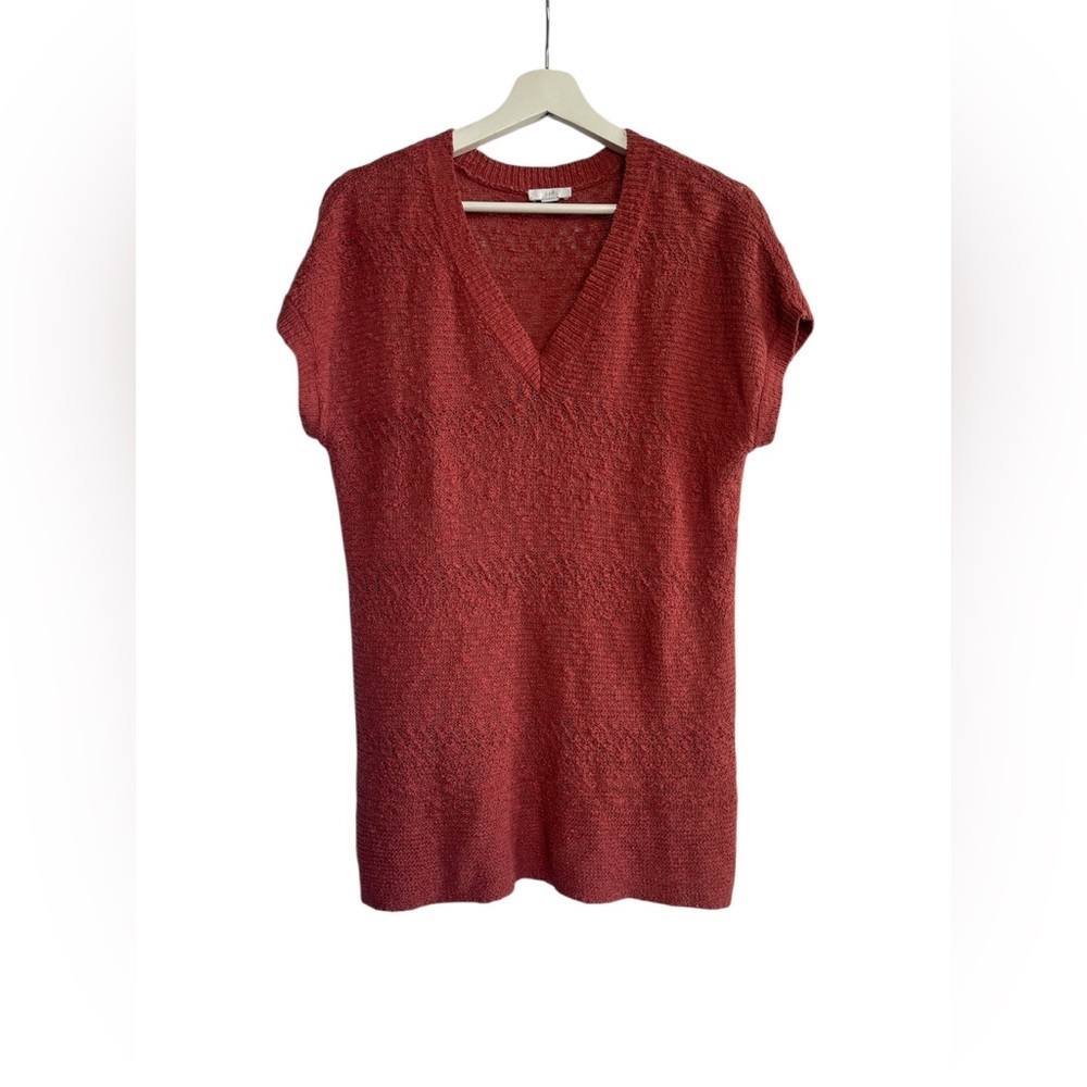 J.Jill Sweater Vest Loose Rose Knitted Sleeveless Pullover V-neck Size Small